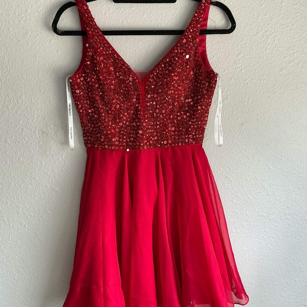 Sherri Hill Red Beaded Dress